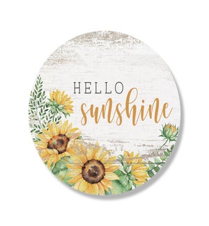 Hello Sunshine Sunflowers Whitewash Circle